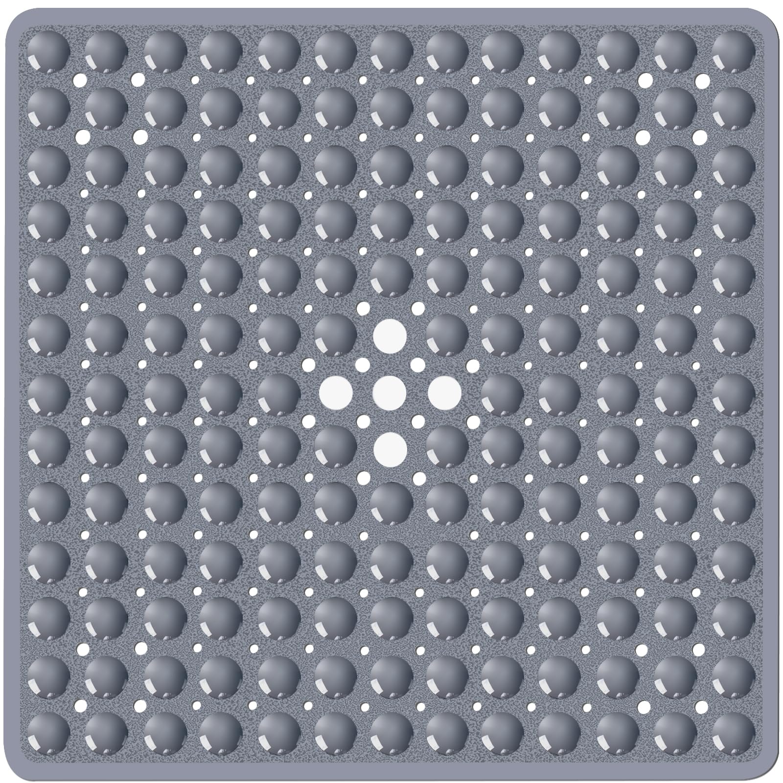 Naoloture Gray Square Shower Bathtub Mat Non Slip 21x21 Inch, Soft Bath Mat for Inside Shower Tub, Shower Stall Mats for Bathroo